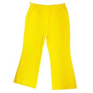 Vintage Handmade Yellow Polyester Texture Wide-Leg Crop Pant Side Zipper Size 29